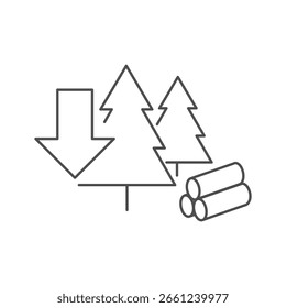 Icono de deforestación. Símbolo de corte de árboles. Calentamiento global, ecología, Ilustración vectorial del medio ambiente en estilo de línea.