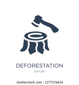 deforestation icon vector on white background, deforestation trendy filled icons from Nature collection, deforestation vector illustration