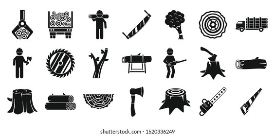 Deforestation icons set. Simple set of deforestation vector icons for web design on white background