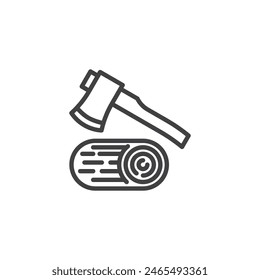 Deforestation line icon. linear style sign for mobile concept and web design. Forest clearance outline vector icon. Log and ax symbol, logo illustration. Vector graphics