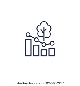 deforestation line icon, reduction in forest area