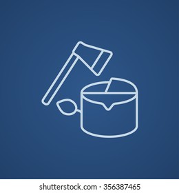 Deforestation line icon for web, mobile and infographics. Vector light blue icon isolated on blue background.