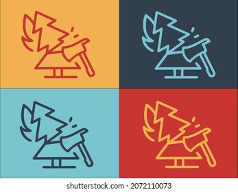 Deforestation Logo Template, Simple Flat Icon of forest,environment,deforestation