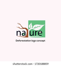 Deforestación, logotipo de la naturaleza, concepto del logotipo del árbol, ilustración vectorial del árbol, Salvar la naturaleza, 