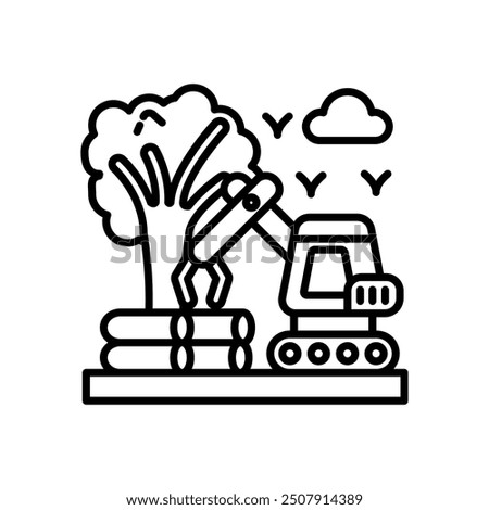 Deforestation Outline Icon, Vector illustration