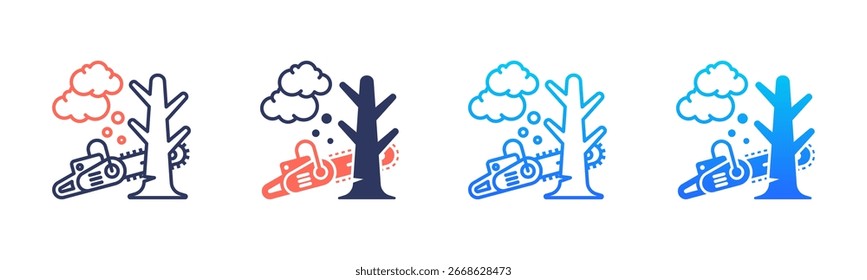 Pacote De Ícones De Poluição Por Desmatamento Em Vários Estilos