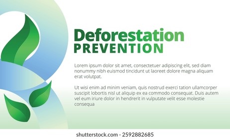 Deforestation Prevention concept. presentation templates corporate business annual report layout. abstract green leafs with line gradient clean look vector template 
