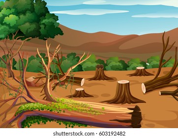 Escena de deforestación en la ilustración diurna