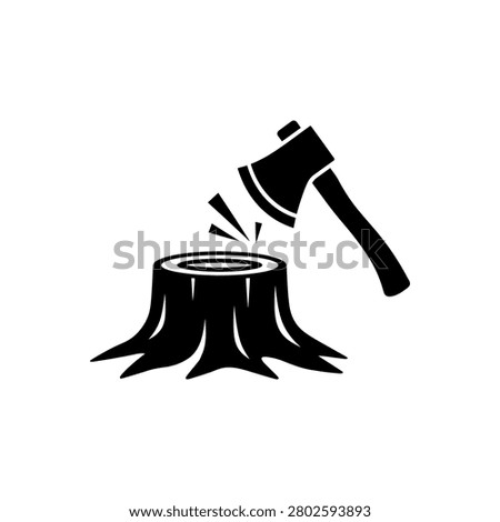 Deforestation Tree Cutting Icon Icon Isolated On White Background
