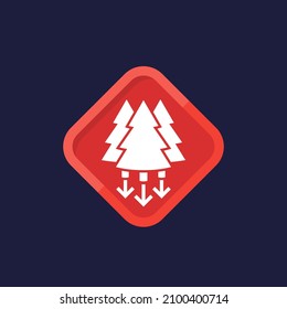 deforestation vector icon, reduction in forest area