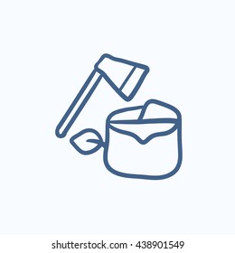 Icono de esbozo del vector de deforestación aislado en segundo plano. Icono de deforestación dibujado a mano. Icono de esbozo de deforestación para infografía, sitio web o aplicación.
