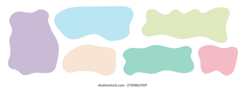 Deform Pastel Shapes for Text. Dialog boxes for kids. Abstract rectangle frames with wiggly borders. Vector illustration