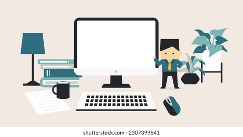 deformation business people illustration man computer 1:1.191 vector material