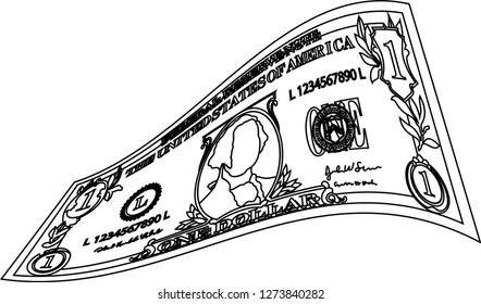 Deformed 1 US dollar banknote outline