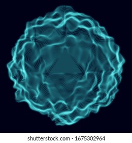 Deformierte 3D-Kugel. Vektorillustration Illustration. Design-Element zum Thema Cyber oder Wissenschaft. Cyber-oder biologisches Virus.