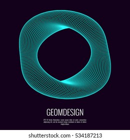 Deformed 3d torus. Design element for science, technology illustration. Vector graphics.