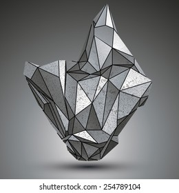 Deformed apex tech zink object, 3d complex cybernetic element.