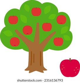 Árbol de manzana deformado con fruta