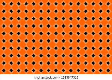 Deformed black rhombuses with white contours on an orange background.