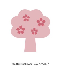 Ilustración de icono de Vector de árbol de cerezo deformado.