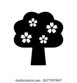 Deformed cherry blossom tree vector icon illustration.