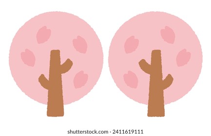 deformed cherry tree illustration material