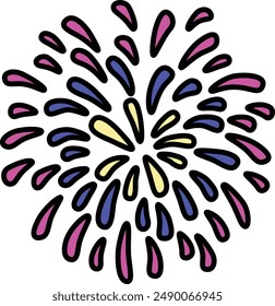 Deformed colorful fireworks with outline