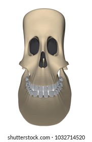 Deformed human skull in cartoon style. 3D. Vector illustration.