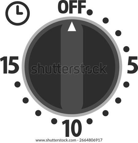 Deformed illustration of a 15-minute dial timer