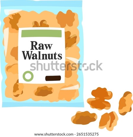 Deformed illustration of bag of raw walnuts
