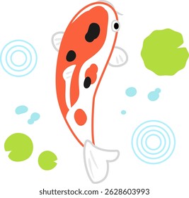 A deformed illustration of a carp seen from above