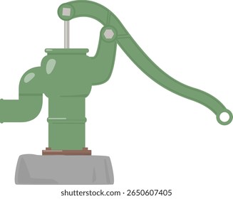 Deformed illustration of a green hand pump