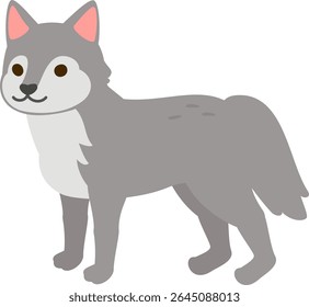Deformed illustration of a grey wolf