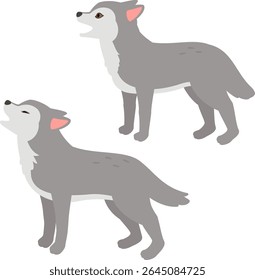 Ilustração deformada de lobo uivando