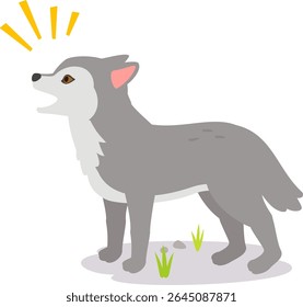 Ilustração deformada de um lobo uivador
