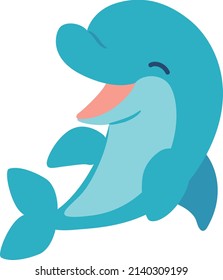 Deformed illustration of a laughing dolphin (light blue)