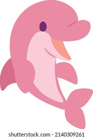 Deformed illustration of a laughing dolphin (pink)