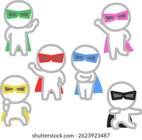 Deformed illustration of a posing hero