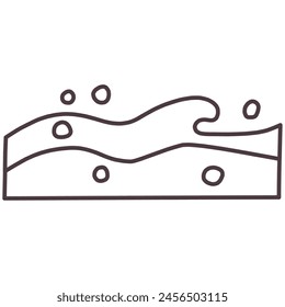 Deformed illustration of the sea surface with the image of ocean waves