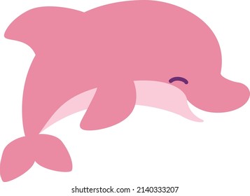 Ilustración deformada de un delfín sonriente saltando (rosa)