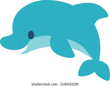 Deformed illustration of a smiling dolphin jumping (light blue)