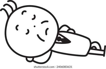 A deformed man in a suit lying down