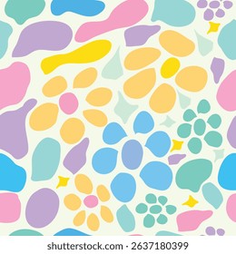 deformados formas colorido abstrato padrão perfeito. Formas abstratas coloridas sobre fundo branco padrão perfeito. Bom para azulejos, decoração, têxtil, tecido e muito mais.