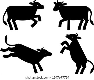 Deformed Silhouette Illustration Of Moving Ox