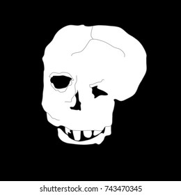 Deformed skull - black and white digital drawing