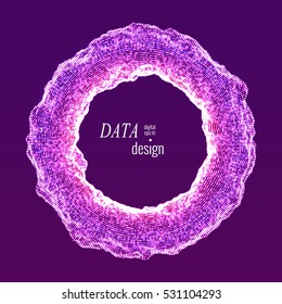 Deformed torus. Element for cyber, digital, science, big data concept design. 3d vector Illustration.