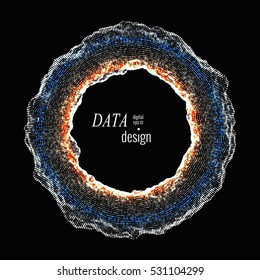 Deformed torus. Element for cyber, digital, science, big data concept design. 3d vector Illustration.