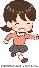 Deformed vector illustration of a child running cheerfully.