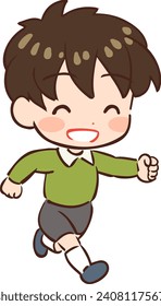 Deformed vector illustration of a child running cheerfully.