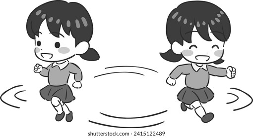 Deformed vector illustration of a child running cheerfully.